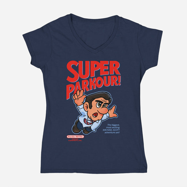 Super Parkour-Womens-V-Neck-Tee-Getsousa!