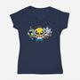 The Powerpuff Drinkers-Womens-V-Neck-Tee-Barbadifuoco