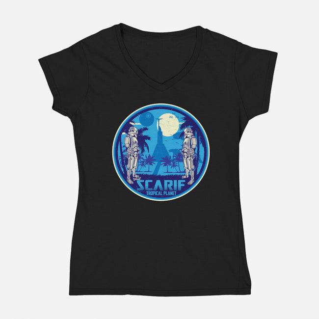 Visit The Tropical Planet-Womens-V-Neck-Tee-CarloJ1956