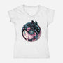 Glowing Light In The Night-Womens-V-Neck-Tee-glitchygorilla