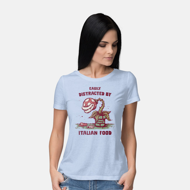 Easily Distracted By Italian Food-Womens-Basic-Tee-kg07
