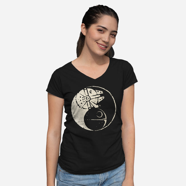 Balancing The Force-Womens-V-Neck-Tee-kg07