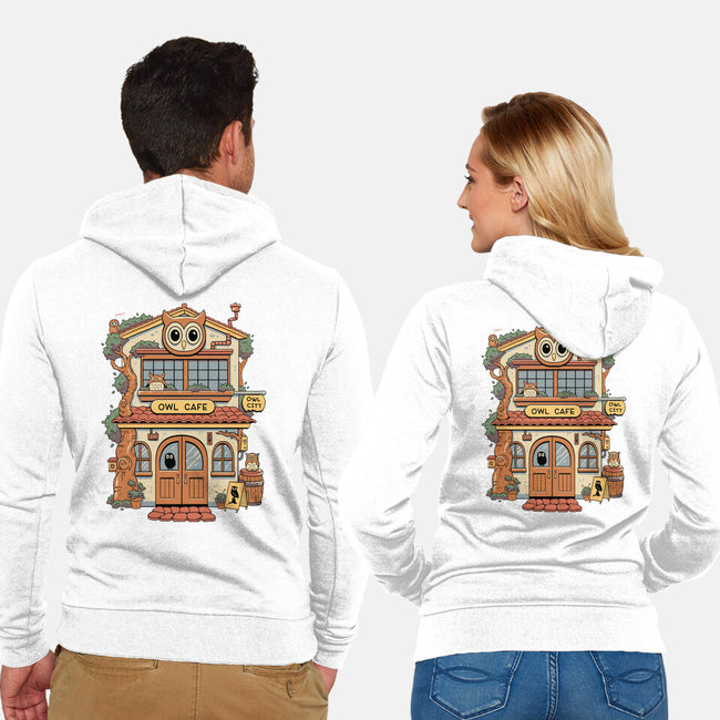 Owl Cafe-Unisex-Zip-Up-Sweatshirt-vp021