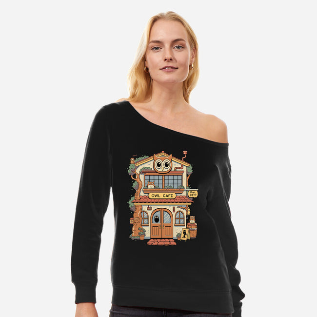 Owl Cafe-Womens-Off Shoulder-Sweatshirt-vp021