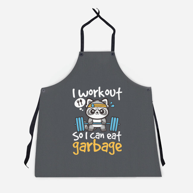 Raccoon Workout-Unisex-Kitchen-Apron-NemiMakeit