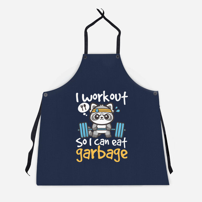 Raccoon Workout-Unisex-Kitchen-Apron-NemiMakeit