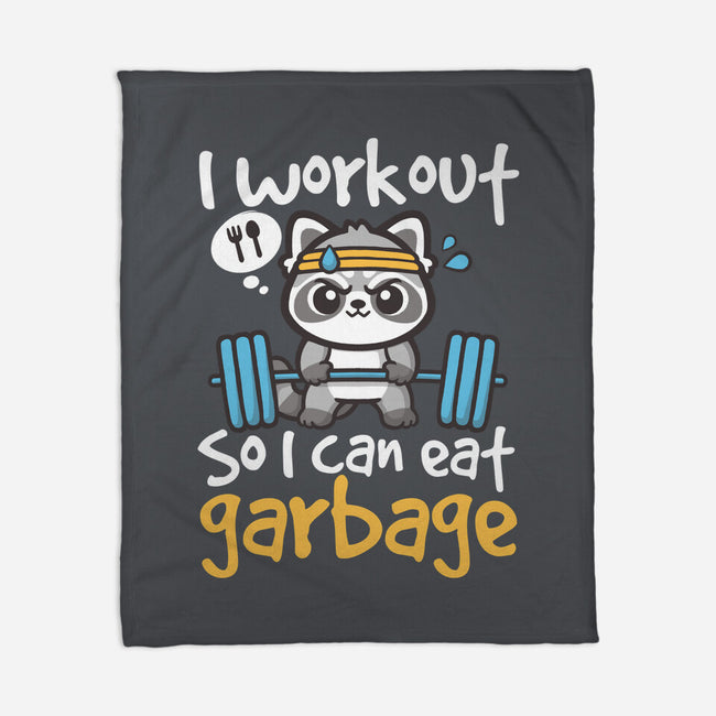 Raccoon Workout-None-Fleece-Blanket-NemiMakeit