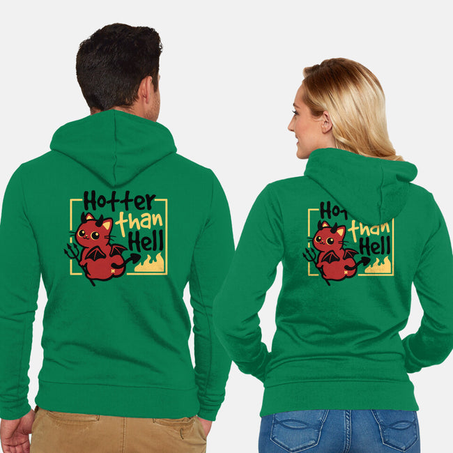 Cat Hotter Than Hell-Unisex-Zip-Up-Sweatshirt-NemiMakeit