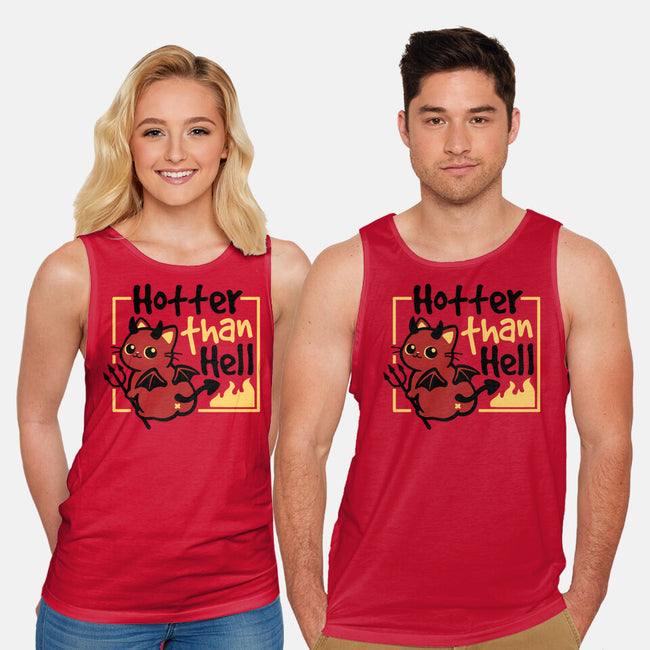 Cat Hotter Than Hell-Unisex-Basic-Tank-NemiMakeit