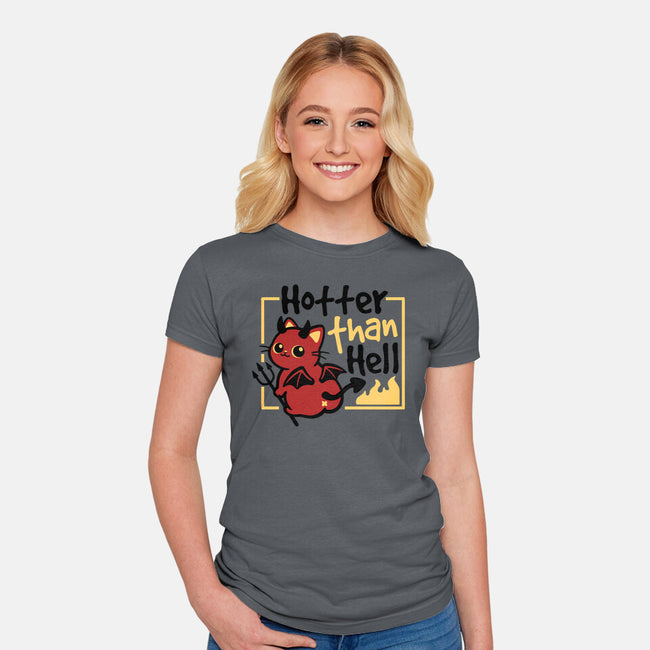 Cat Hotter Than Hell-Womens-Fitted-Tee-NemiMakeit