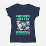 Gamers United-Womens-V-Neck-Tee-worlddominationforcats