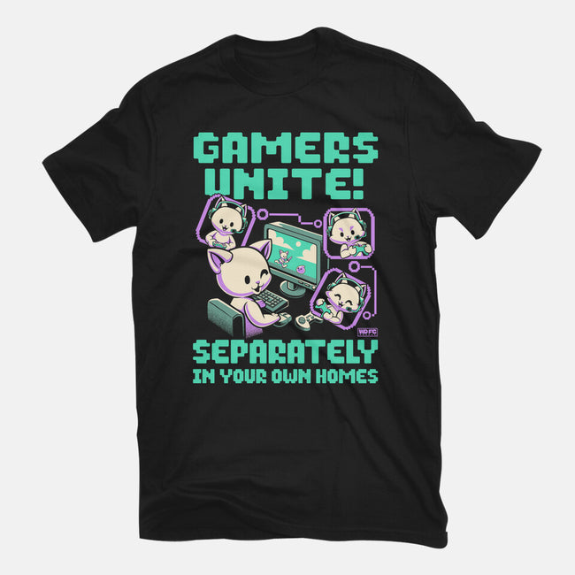 Gamers United-Womens-Basic-Tee-worlddominationforcats