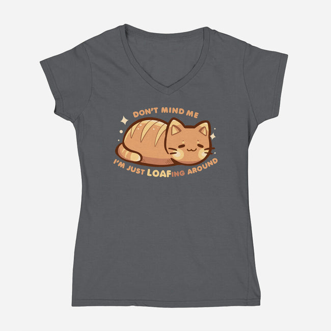 LOAFing Around Cat-Womens-V-Neck-Tee-TechraNova