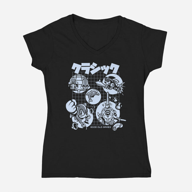 Good Old Games 01-Womens-V-Neck-Tee-Sketchdemao