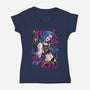 Blue Hair Was Here-Womens-V-Neck-Tee-Nihon Bunka