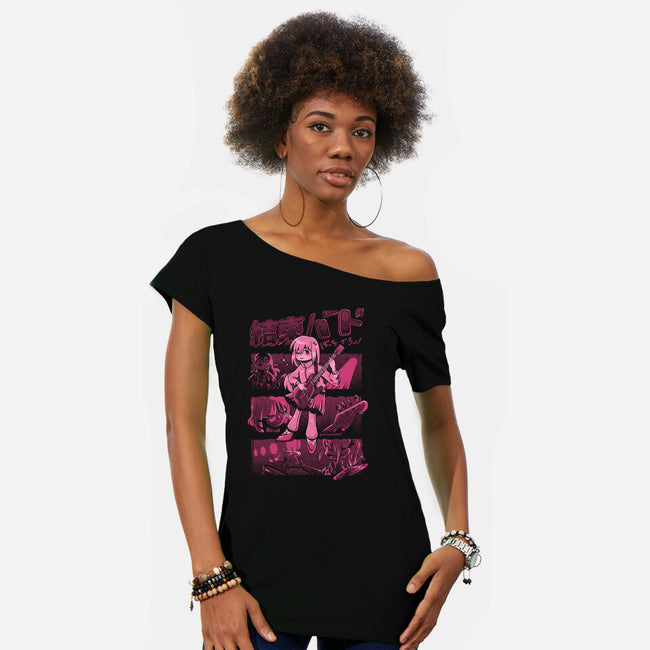 Girl Rock Band-Womens-Off Shoulder-Tee-giovanagiberti