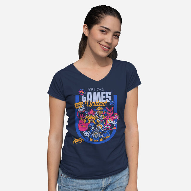 Games United-Womens-V-Neck-Tee-Sketchdemao