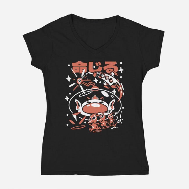 Yes Captain-Womens-V-Neck-Tee-Sketchdemao