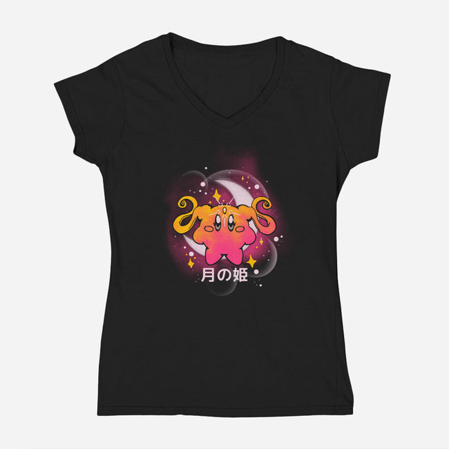 Round Princess-Womens-V-Neck-Tee-Sketchdemao