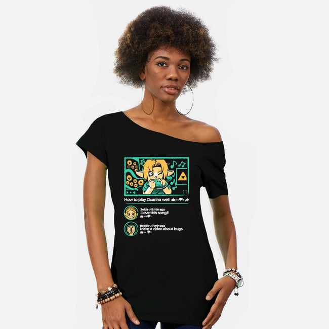 How To Play Ocarina Well-Womens-Off Shoulder-Tee-Sketchdemao