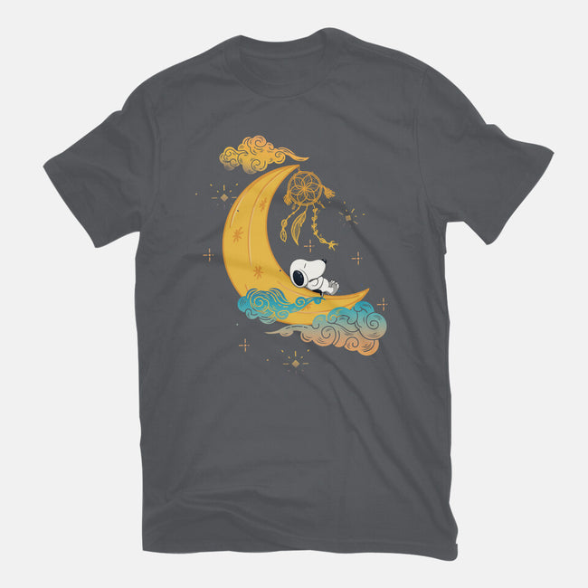 Snoopy Moon-Womens-Fitted-Tee-MaxoArt