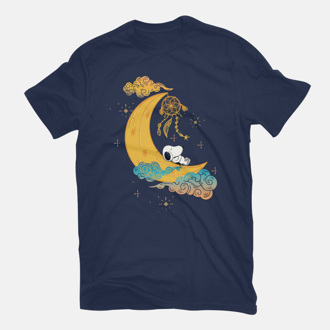 Snoopy Moon-Womens-Fitted-Tee-MaxoArt