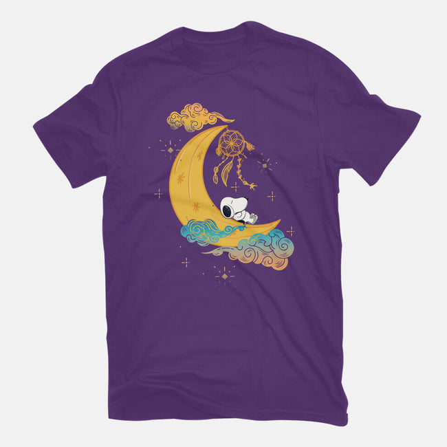 Snoopy Moon-Womens-Fitted-Tee-MaxoArt