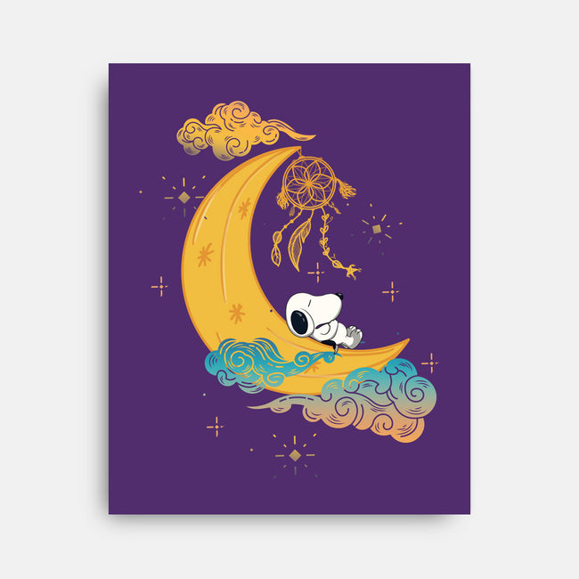 Snoopy Moon-None-Stretched-Canvas-MaxoArt