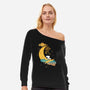 Snoopy Moon-Womens-Off Shoulder-Sweatshirt-MaxoArt