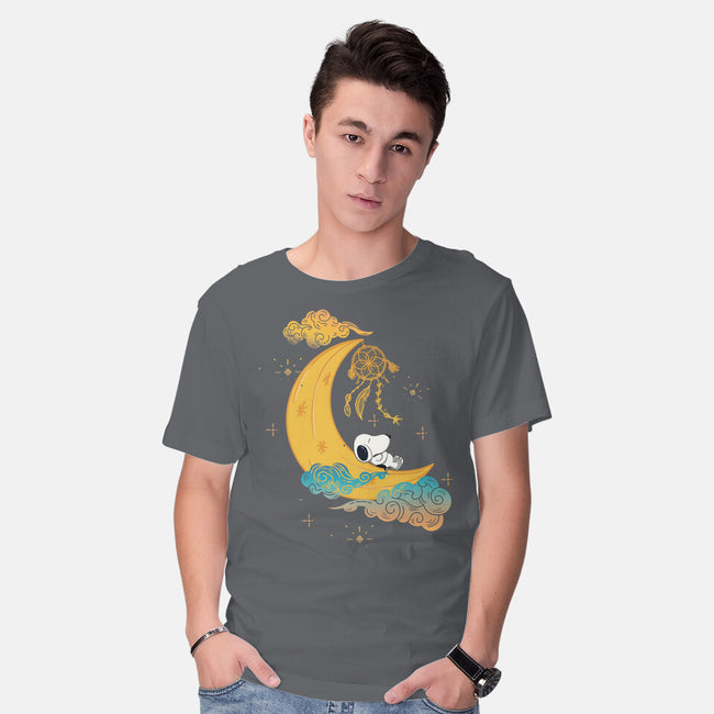 Snoopy Moon-Mens-Basic-Tee-MaxoArt