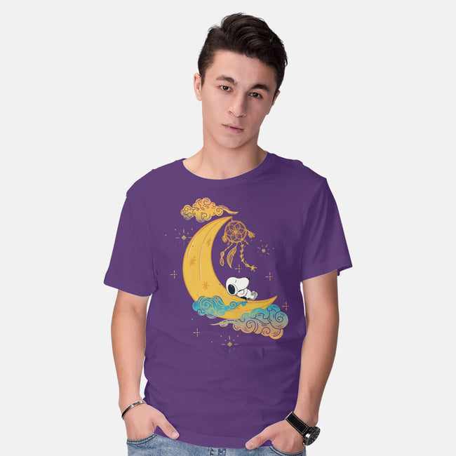 Snoopy Moon-Mens-Basic-Tee-MaxoArt