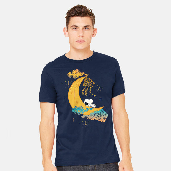 Snoopy Moon-Mens-Heavyweight-Tee-MaxoArt