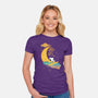 Snoopy Moon-Womens-Fitted-Tee-MaxoArt