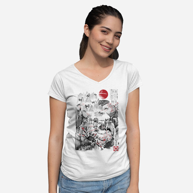 Last Battle Of The Galactic Civil War-Womens-V-Neck-Tee-DrMonekers