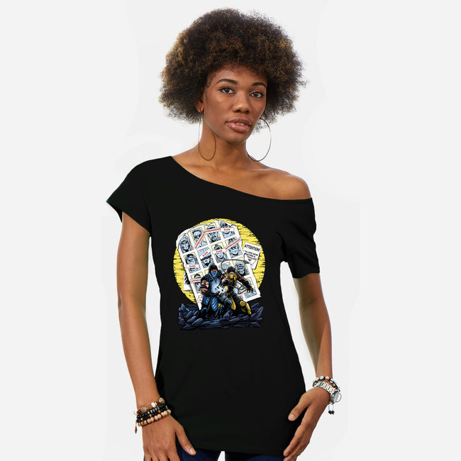 Days Of The Mortal Past-Womens-Off Shoulder-Tee-zascanauta