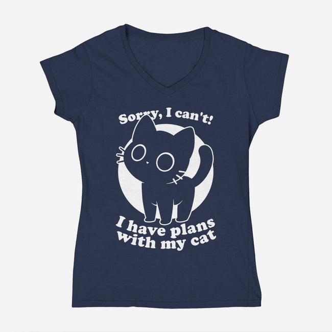 I Like Cats Not People-Womens-V-Neck-Tee-Studio Mootant