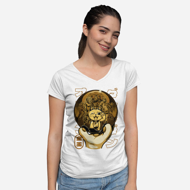 Anime Golden Ball-Womens-V-Neck-Tee-Studio Mootant