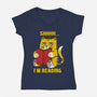 Shhhh I'm Reading-Womens-V-Neck-Tee-sebasebi