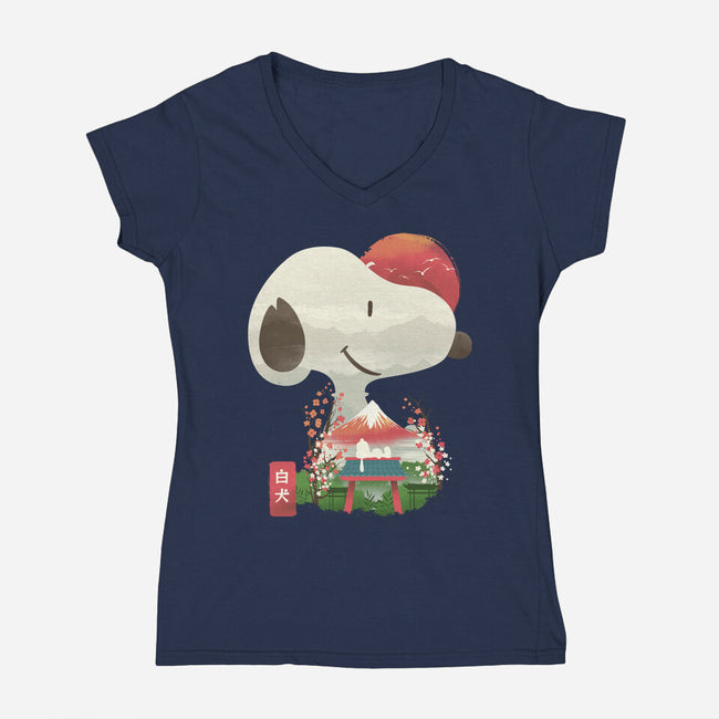 Ukiyo-e Good Dog-Womens-V-Neck-Tee-dandingeroz