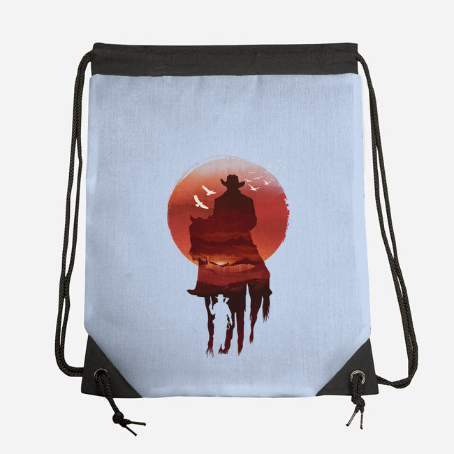 Red Sunset Cowboy-None-Drawstring-Bag-dandingeroz