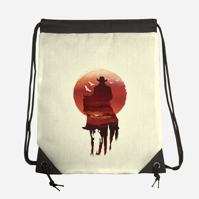 Red Sunset Cowboy-None-Drawstring-Bag-dandingeroz
