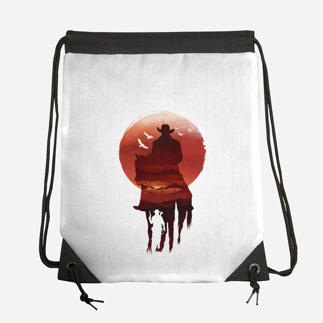 Red Sunset Cowboy-None-Drawstring-Bag-dandingeroz