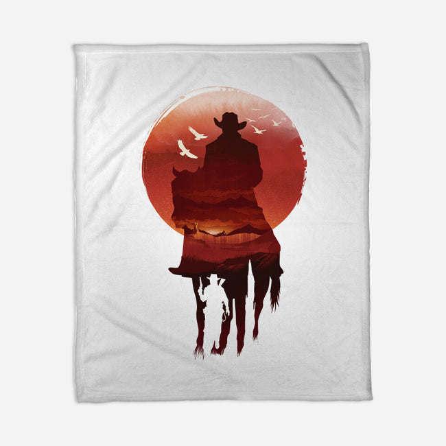 Red Sunset Cowboy-None-Fleece-Blanket-dandingeroz