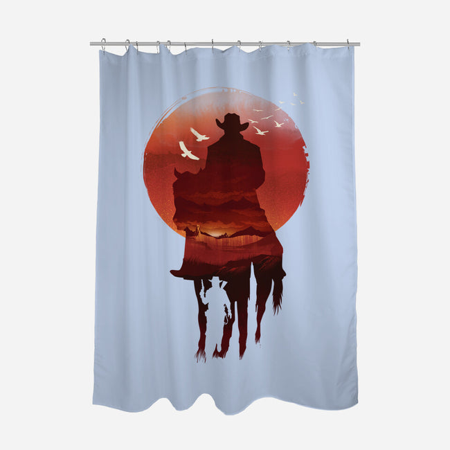 Red Sunset Cowboy-None-Polyester-Shower Curtain-dandingeroz