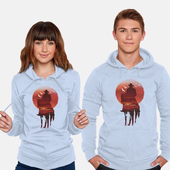 Red Sunset Cowboy-Unisex-Pullover-Sweatshirt-dandingeroz