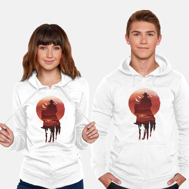 Red Sunset Cowboy-Unisex-Pullover-Sweatshirt-dandingeroz