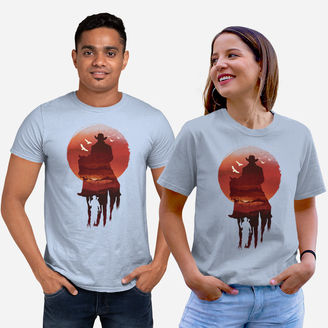 Red Sunset Cowboy-Unisex-Basic-Tee-dandingeroz