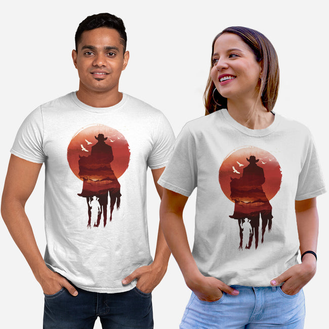 Red Sunset Cowboy-Unisex-Basic-Tee-dandingeroz