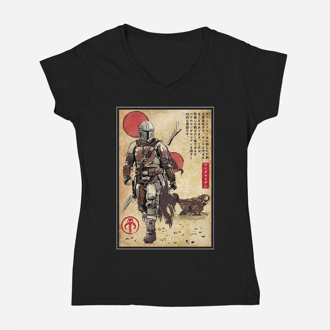 The Way Of Bounty Hunter-Womens-V-Neck-Tee-DrMonekers