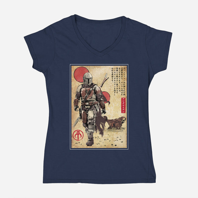 The Way Of Bounty Hunter-Womens-V-Neck-Tee-DrMonekers